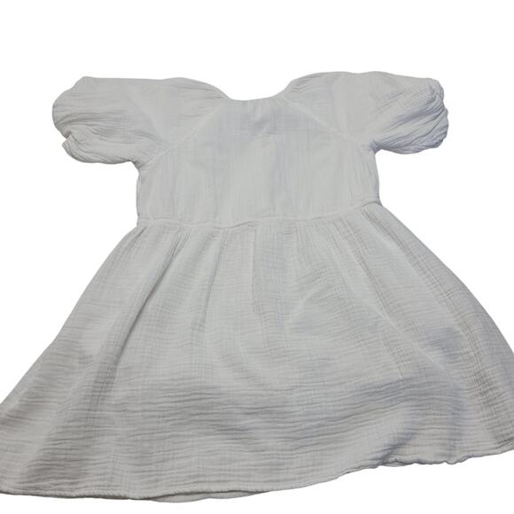 Old navy gauze white puff sleeve mini dress button front boho bridal - Picture 8 of 8